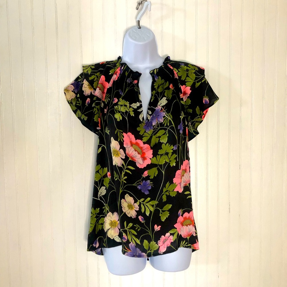 Beautiful black floral blouse by Express